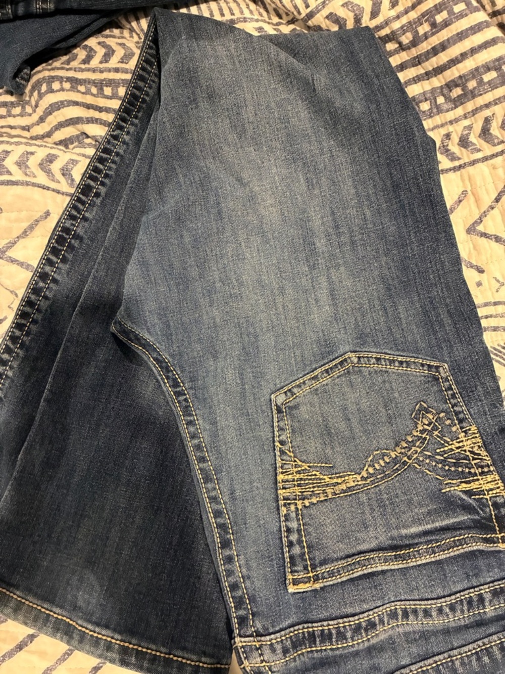 Wrangler 20X Vintage Boot Jeans - Blue with Yellow & Red Accents
